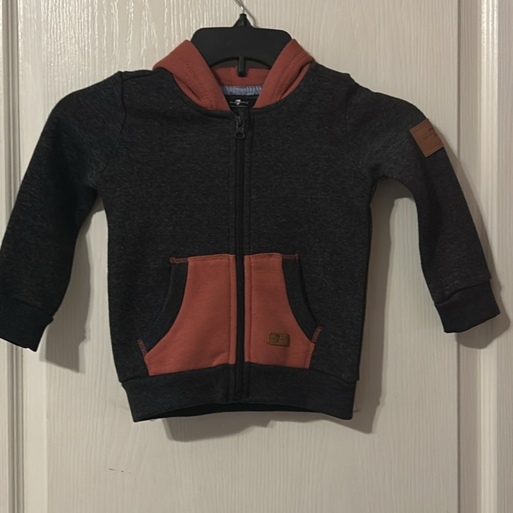 Kids Two-Tone Zip Hoodie - Charcoal & Rust